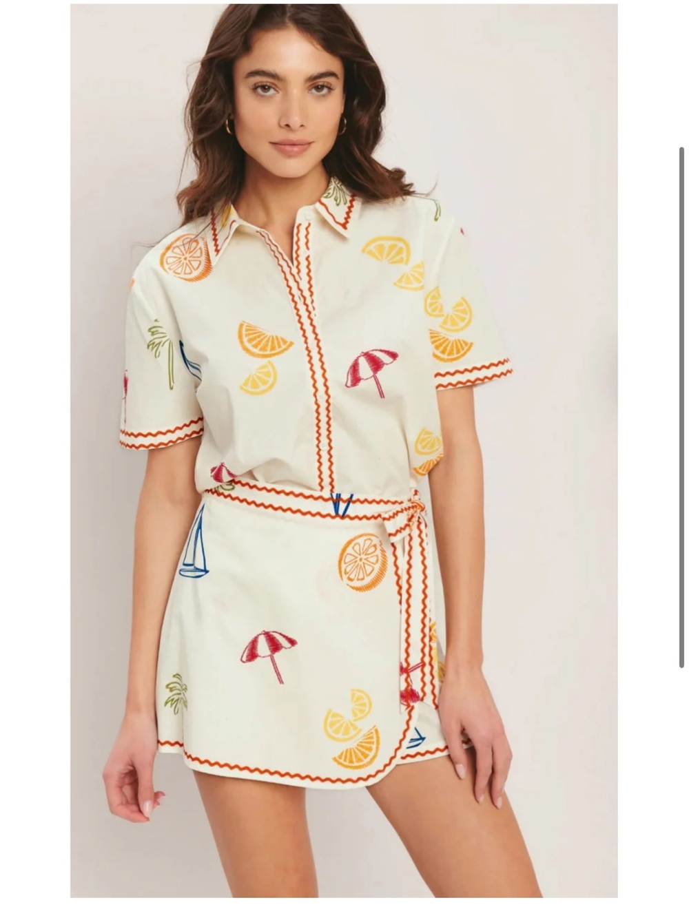 Emily Skort Set Top and Skort Citrus Fruit Beach Umbrella Print size Small NWT